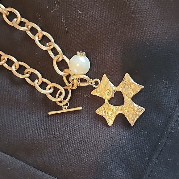 CRAVE Gold & Faux Pearl Heart Cross Necklace and Bracelet Set - Picture 4 of 9